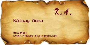 Kálnay Anna névjegykártya